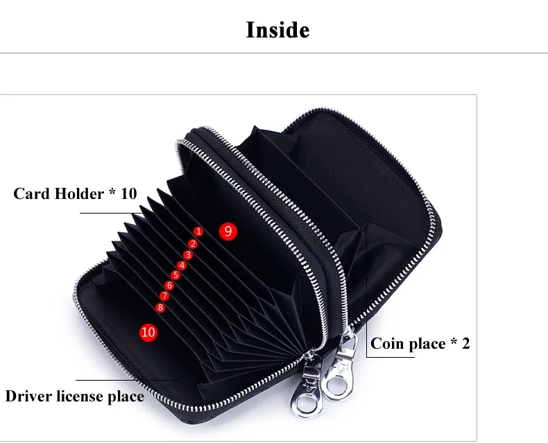 Lomelobo Lady Alligator Card Wallet Genuine Leather Girls Dual Zipper Coin Purse Women Card Holder Female Credit ID Cards Wallets HCL3257 Details (04)