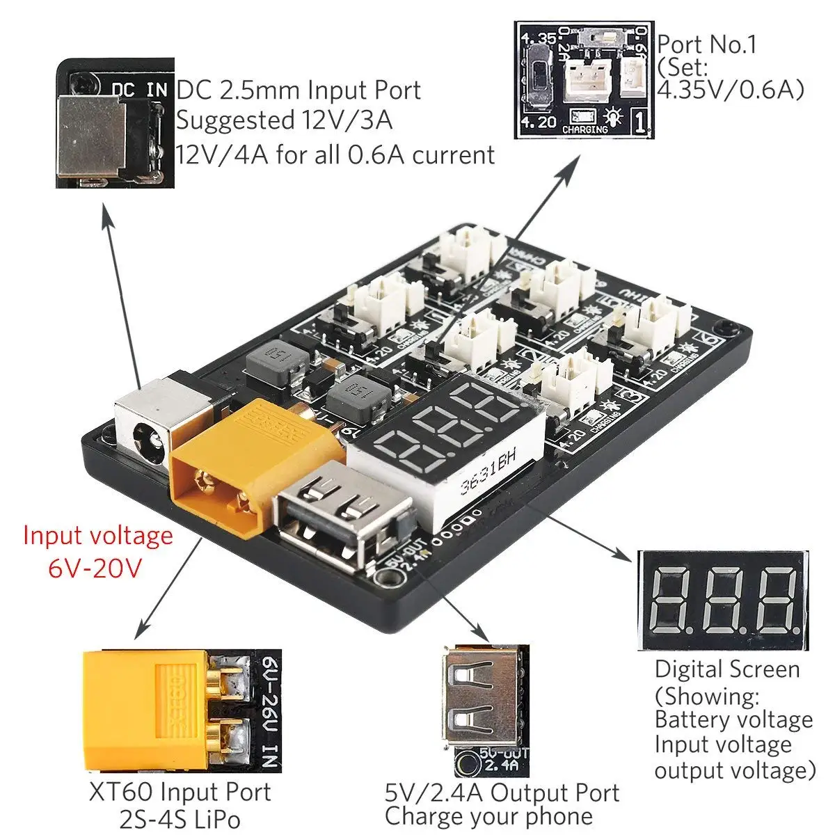 1 S LiPo зарядное устройство lihv плата для Blade inductrix и крошечный вуп Micro JST 1,25 и JST-PH 2,0 1 S LiPo батарея