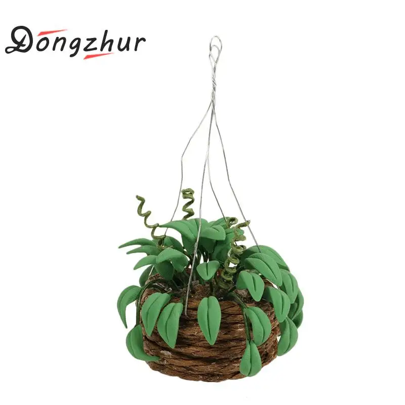 

Dongzhur Doll House Mini Rattan Basket Green Leaf Plant Potted Ornament Dollhouse Miniature 1:12 Accessories Green Radish Plant