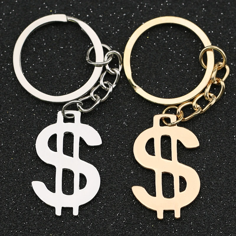 

Dollar Keychain Money American US Dollar Sign Symbol Logo Silver Keyring Key Holder Chain Ring Stainless Steel Jewelry Wholesale