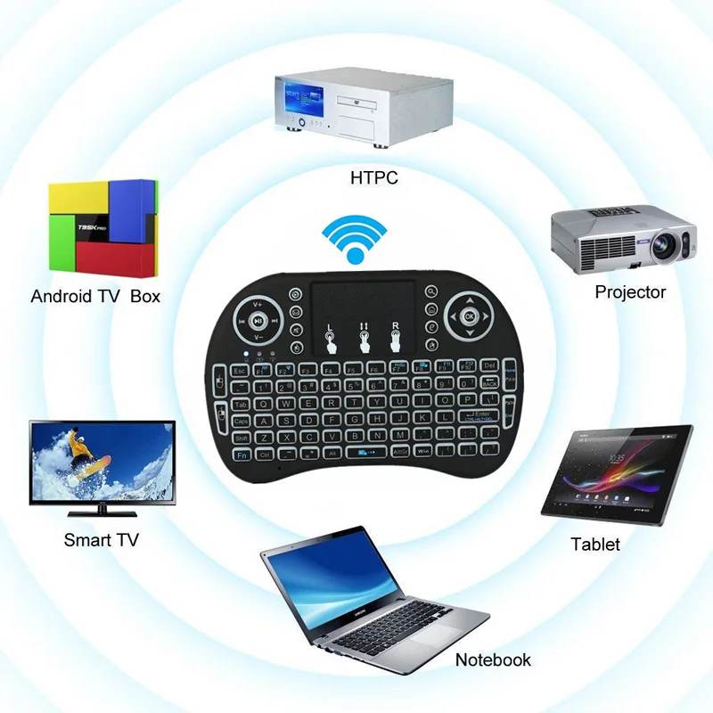 

Backlit Wireless Keyboard BK8 With Touchpad Multimedia Keys Keyset For PC Pad Android/Google TV Box HTPC IPTV PS3 SL@88