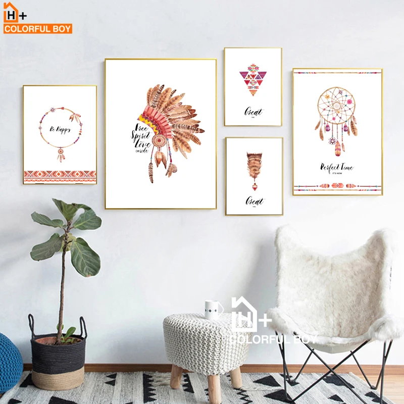 

Feather Arrow Dream Catcher Diamond Wall Art Canvas Painting Nordic Posters And Prints Wall Pictures For Living Room Home Decor