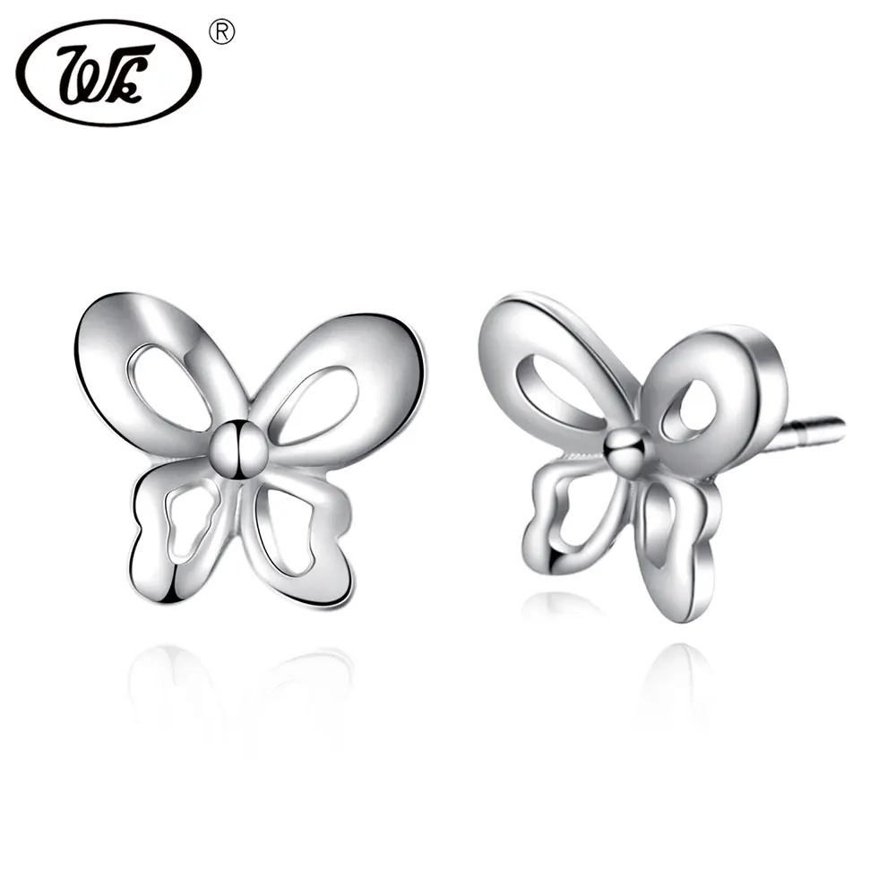 

WK Real 925 Sterling Silver Lovely Small Bird Earrings Cute Animal Flying Birds Stud Earings Jewelry For Girls Women W8 EA035