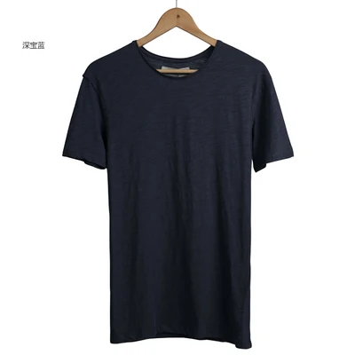 Летняя Новинка, мужские футболки из бамбукового хлопка, дышащие мужские нижнее белье, однотонная облегающая футболка с круглым вырезом и коротким рукавом, бренд T4172 - Цвет: deep royal blue