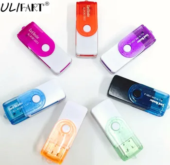 

ULIFART New Swivel All In One Memory Card Reader Adapter USB 2.0 T-Flash Multi Slot For SD/TF M2 MMC SDHC MS
