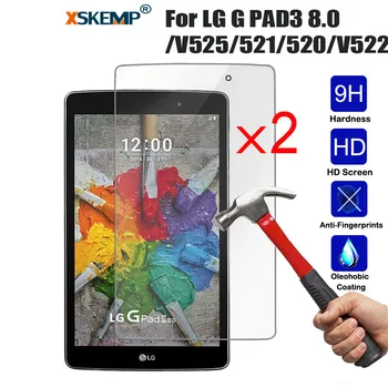 

XSKEMP 2Pcs/Lot 9H Transparent Real Tempered Glass For LG G PAD3 8.0 /V525/521/520/V522 Tablet Screen Protector Protective Film