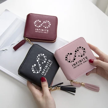 

INFINITE Wallets Mini 3D Print Bags Women Wallets Kpop Fans Short Zipper card wallet Girl Tassel Wallets and Purses