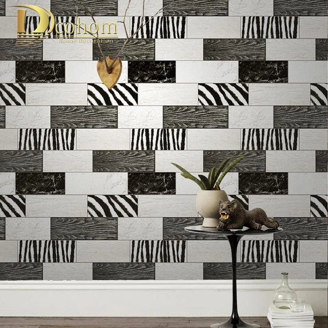 

Fashion Black White Wood Textured Brick Wallpaper For Living room Bathroom Waterproof Vinyl Wall paper Modern Home Decor R568