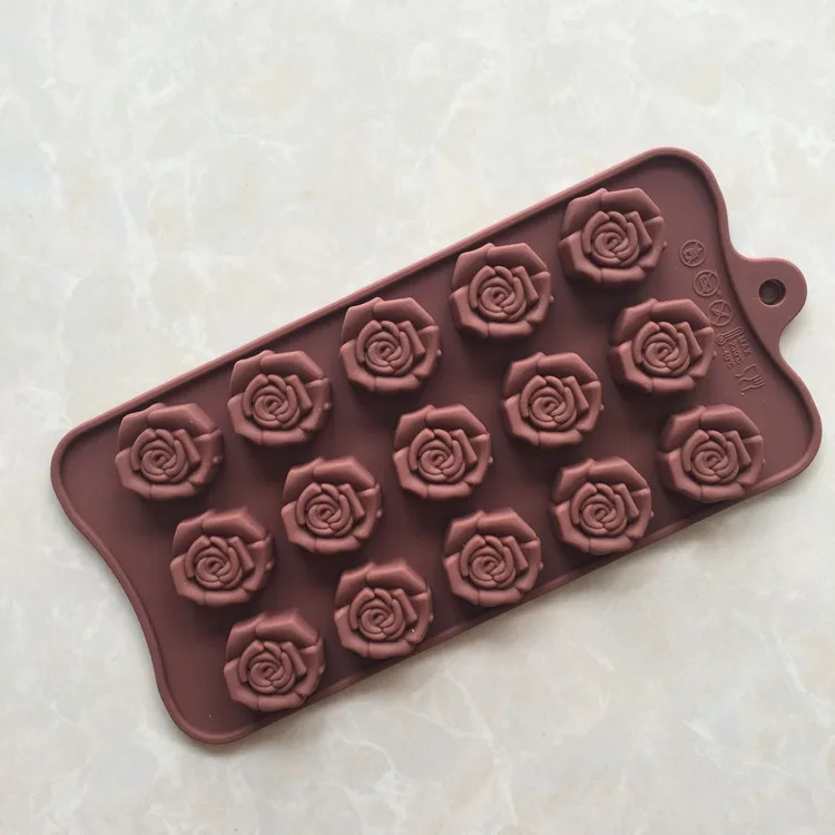 Силиконовая форма для торта для 15 новых роз проданная форма для шоколада или кубиков льда цвет случайный - Цвет: 8