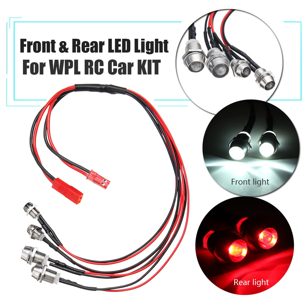 

For WPL RC Car Truck Kit Plastic Durable Red/White ESC DIY Upgrade Parts Set Front & Rear LED Light Headlights Cool Attractive