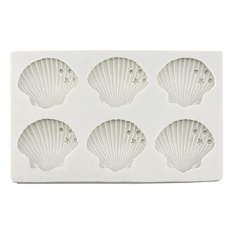 6 cavity Marine Pearl Shell Mould Silicone Mold Fondant Cake Decorating Tool Gumpaste Sugarcraft Chocolate Forms Bakeware