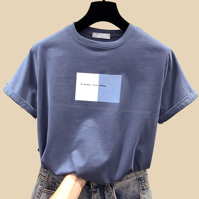 Zuolunouba sencilla Camiseta de algodón Harajuku para mujer, camiseta de manga corta para estudiante, camisetas holgadas de estilo pijo|Camisetas| - AliExpress