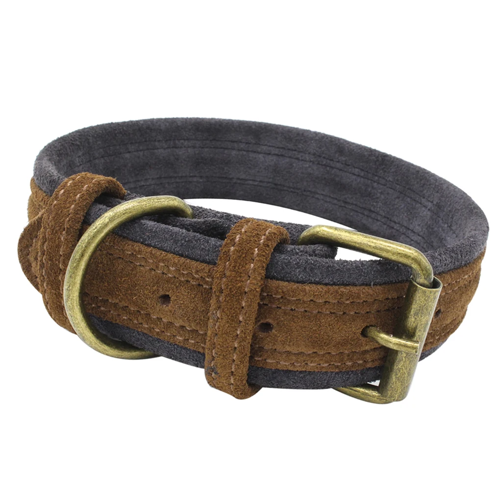 Traditional Brown Adjustable Pet Dog Puppy Cowhide Collar