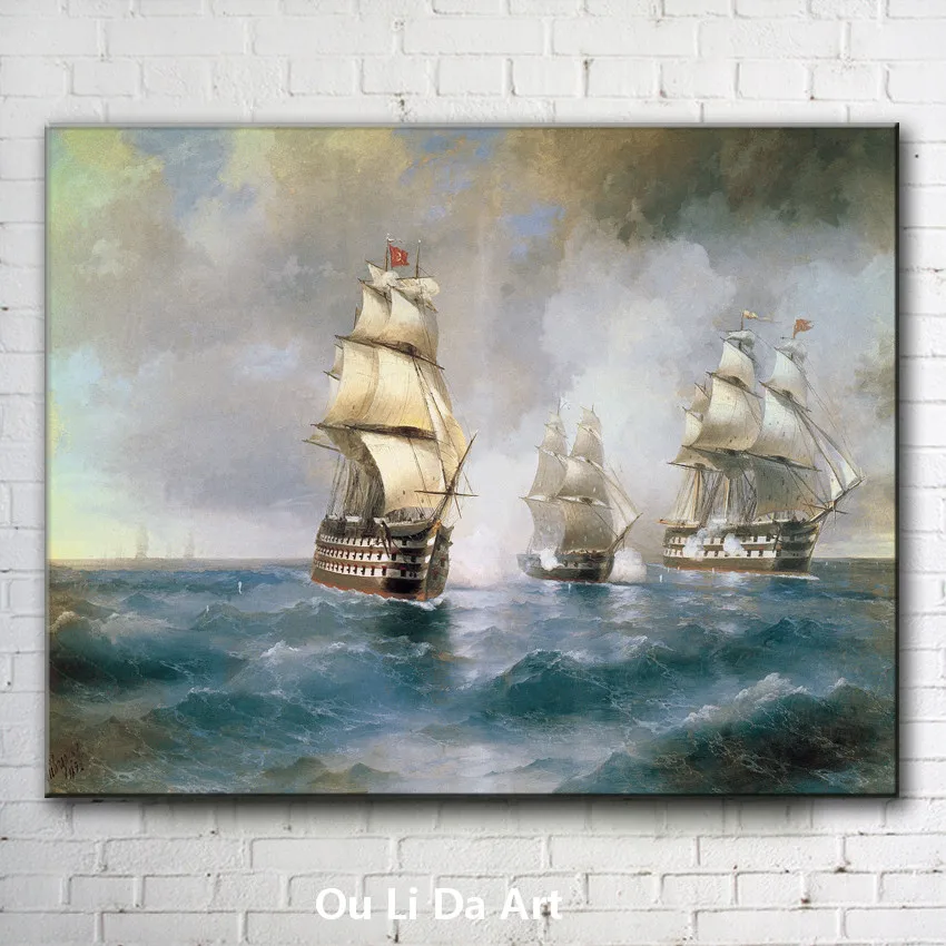 classical naval ships seascape canvas printings oil painting printed on home wall art decoration pictures | Дом и сад
