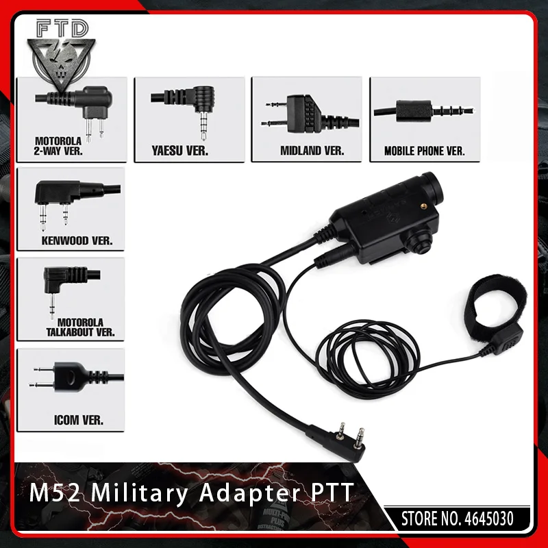 Fone de Ouvido Kenwood para Airsoft Opsmen Earmor Adaptador Militar Ptt Airsoft Tático Msa Sordin – 3 m Peltor M52