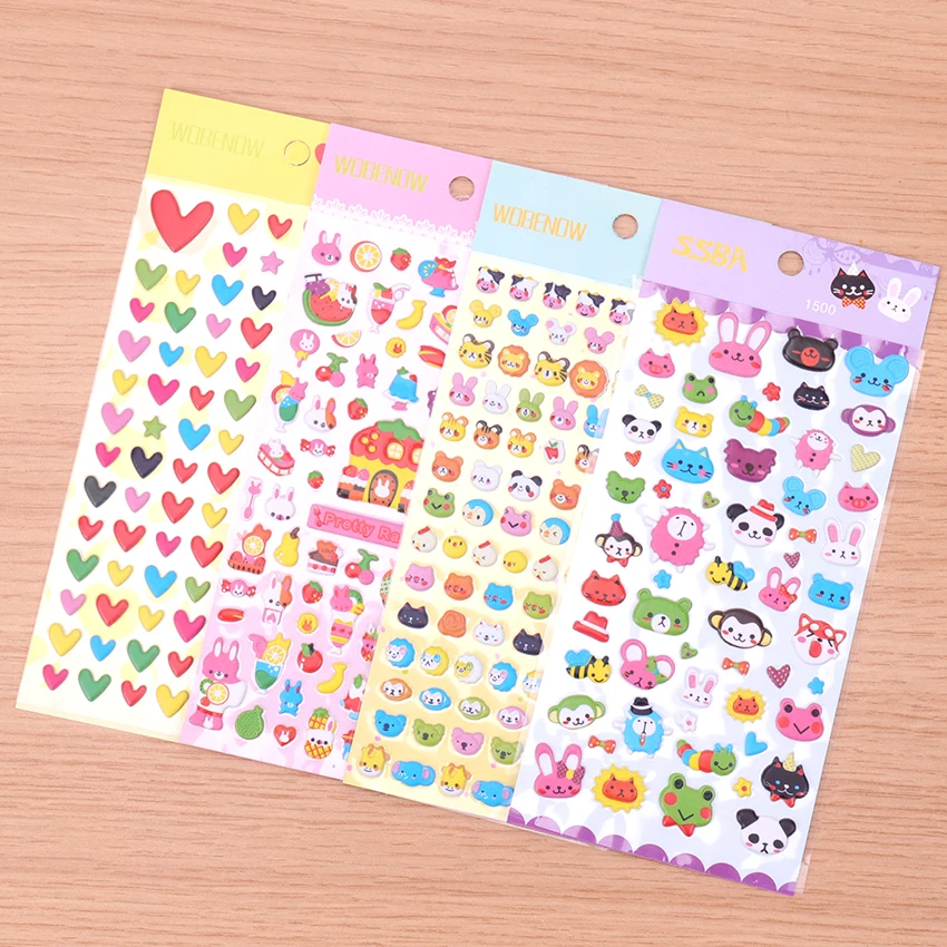 

1 Sheet Stereoscopic Cartoon Diary Stickers Posted It Kawaii Planner Memo Scrapbooking Sticker Stationery Child Toy Stickers