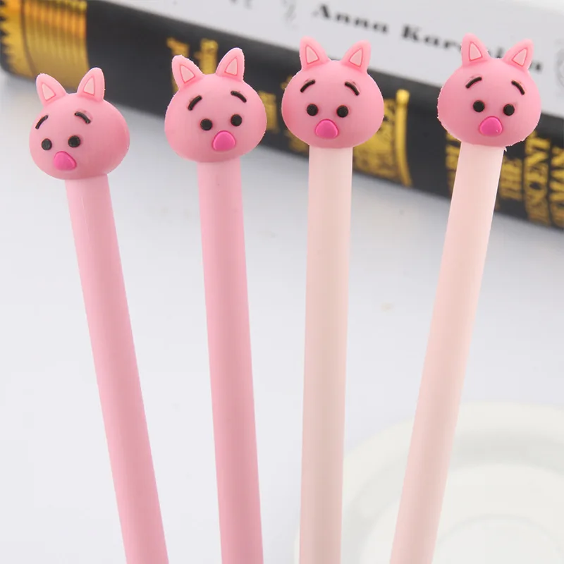 

Cute pink baby Piggy neutral pen student school pen cartoon gel pen office signature Pen Stationery Supplies 0.38mm black