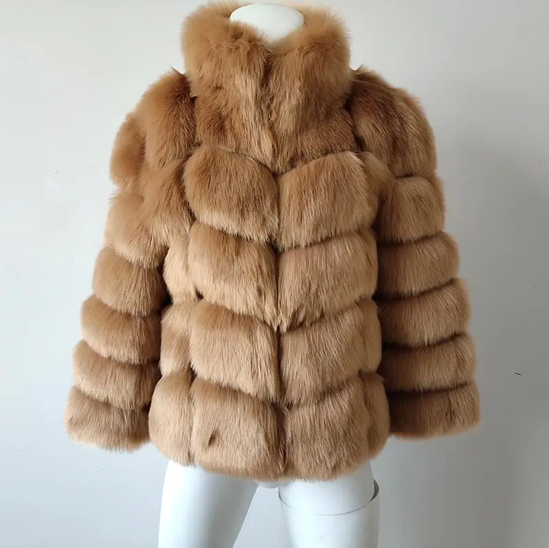 Hot sale warm winter Overcoat fashion fox fur coat large size women's faux fur coat women - Цвет: Хаки