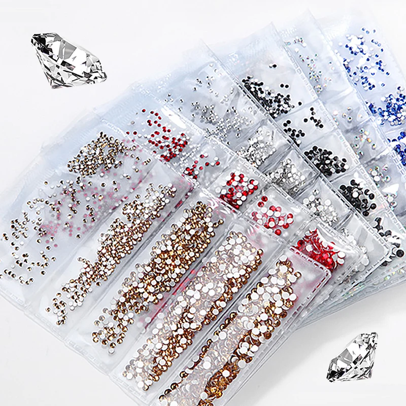 

ROHWXY Multi Nail Designs Studs Nail Rhinestones Acrylic Nail Art Decoration Crystals Caviar Bead Nail Jewelry Crystal Diamond