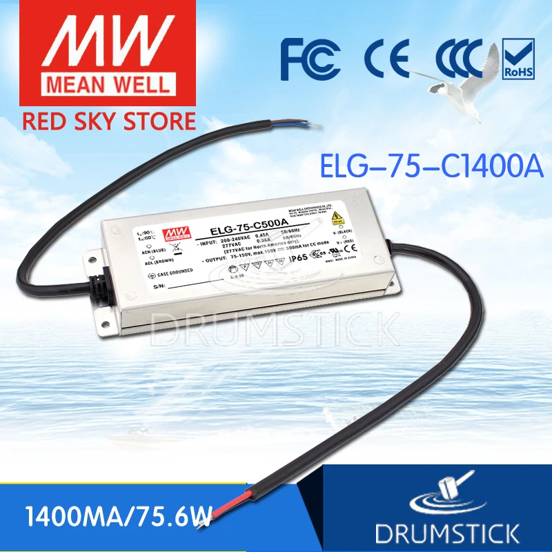

MEAN WELL ELG-75-C1400A 61V 1400mA meanwell ELG-75 61V 75.6W Single Output LED Driver Power Supply A type [Real6]