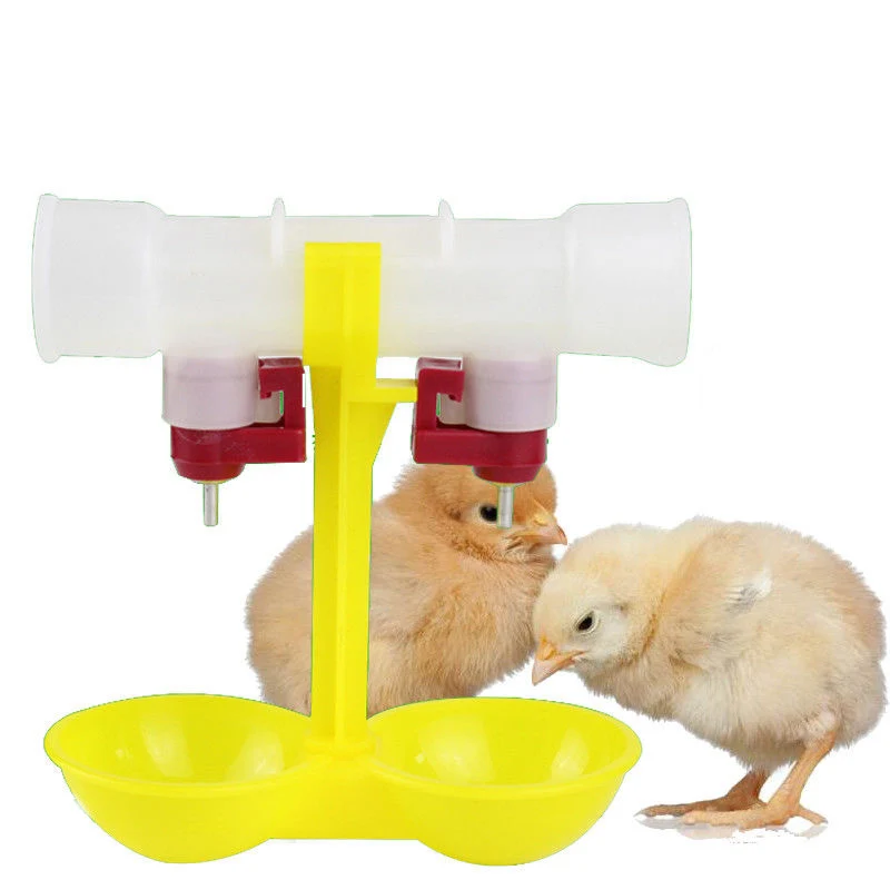 Poultry Double Hanging Cup 5Set/Pcs Automatic Nipple Drinkers Chicken Drinking Fountain Chicken