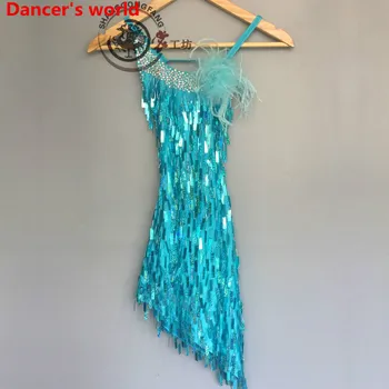 

2017 Sleeveless Fringe Dress Women V-Collar Back Opening Latin Tango Ballroom Salsa Dance Dress Party Costume Tassel Women Dress