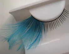 1 pairs YM84 stagecraft end of eye lengthened lake blue / party exaggerated feather false eyelashes F088