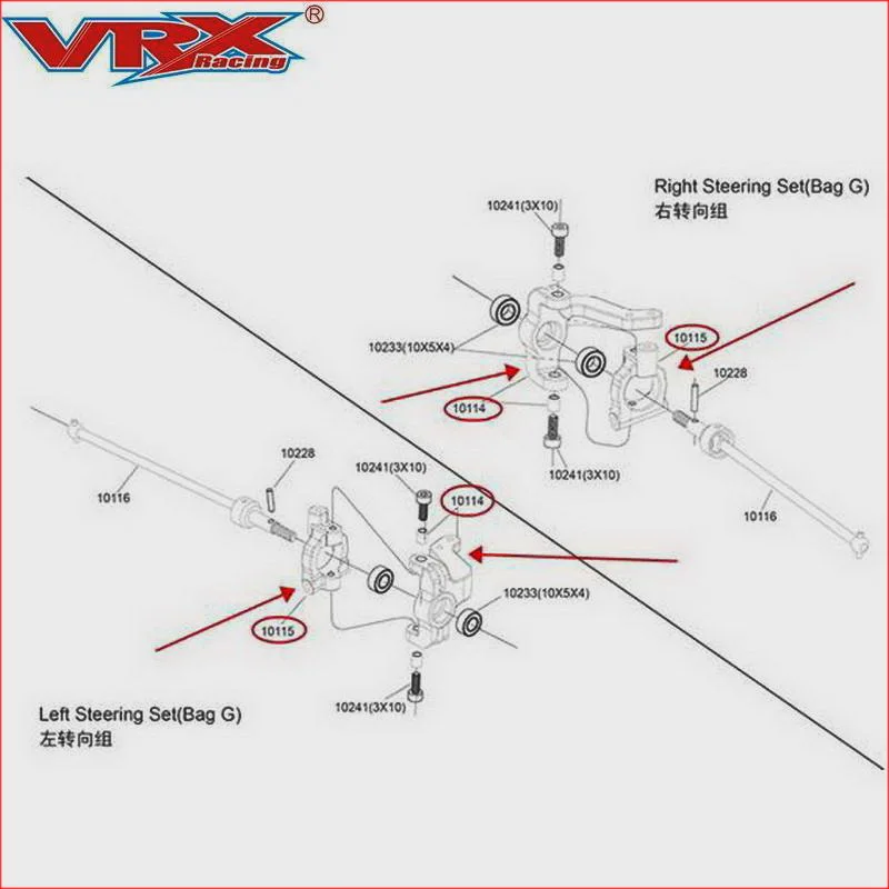 10114 рулевой рычаг поворотного кулака и 10115 для VRX 1/10 масштаб 4WD электрический RC автозапчасти, удаленное contol автомобильные аксессуары