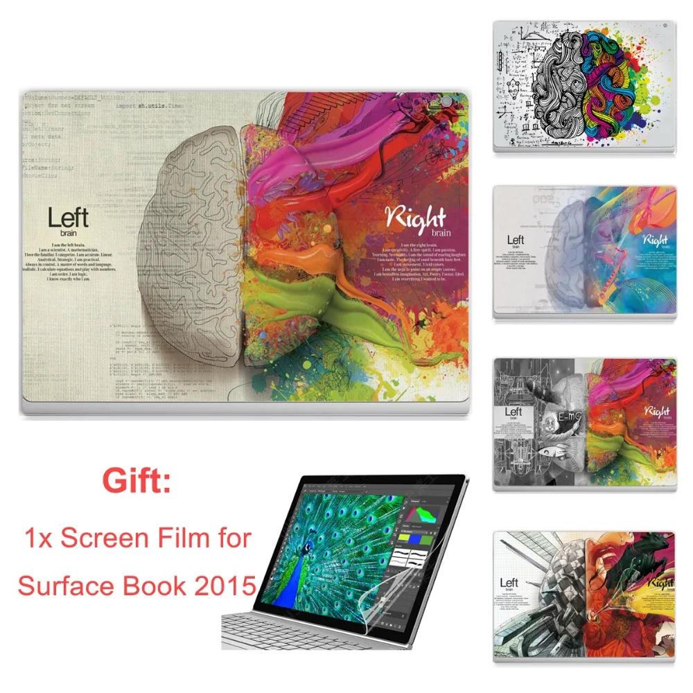 

GOOYIYO - Laptop Sticker For Surface Book 2015 Top Vinyl Decal Full Stickers Left Right Brain Print DIY Skin Gift Screen Film