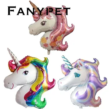 

50pcs/lot Rainbow Unicorn Balloons Party Supplies Foil Balloons Kids Cartoon Animal Horse Float Globe Birthday Party Decoration