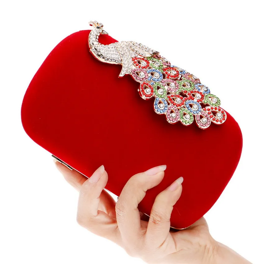 

Colorful Diamonds Peacock Design Women Evening Bag Day Clutches Purse Chain Shoulder Messenger Small Cross Body Purse Bags Bolsa