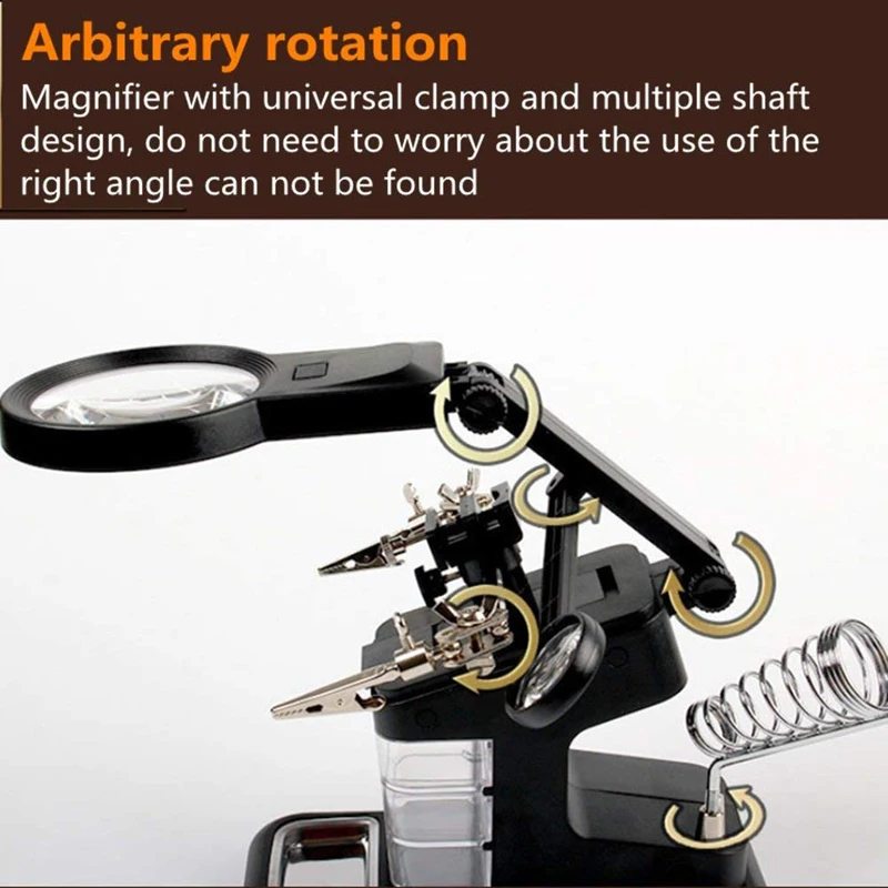 Паяльник подставка держатель станция настольная Лупа со светодиодной подсветкой зажим помощь ручная Лупа печатная плата