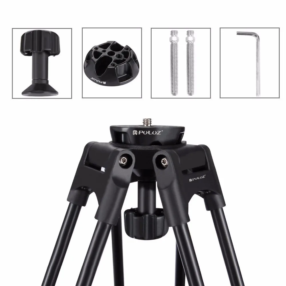 Puluz Heavy Duty видеокамера Алюминий сплав штатив с жидкости Перетащите штатива для Canon Sony цифровых зеркальных фотокамер Nikon SLR Камера