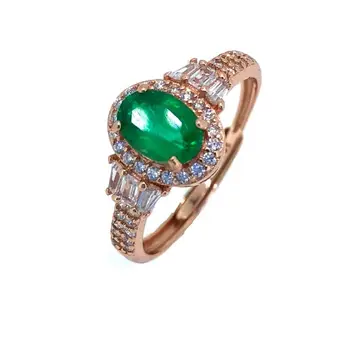 

Natural emerald ring Free shipping 925 sterling silver 5*7mm gemstone Fine jewelry