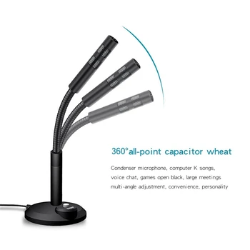 

F11 360 Degree Omnidirectional with Independent Button Switch Wired Computer Microphone 3.5mm Plug Karaoke Device for Desktop