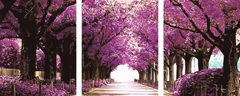 

3 piece Frameless Picture On Wall Acrylic Oil Painting By Numbers Home Decor Hand Paint Coloring by Numbers Purple Trees Road