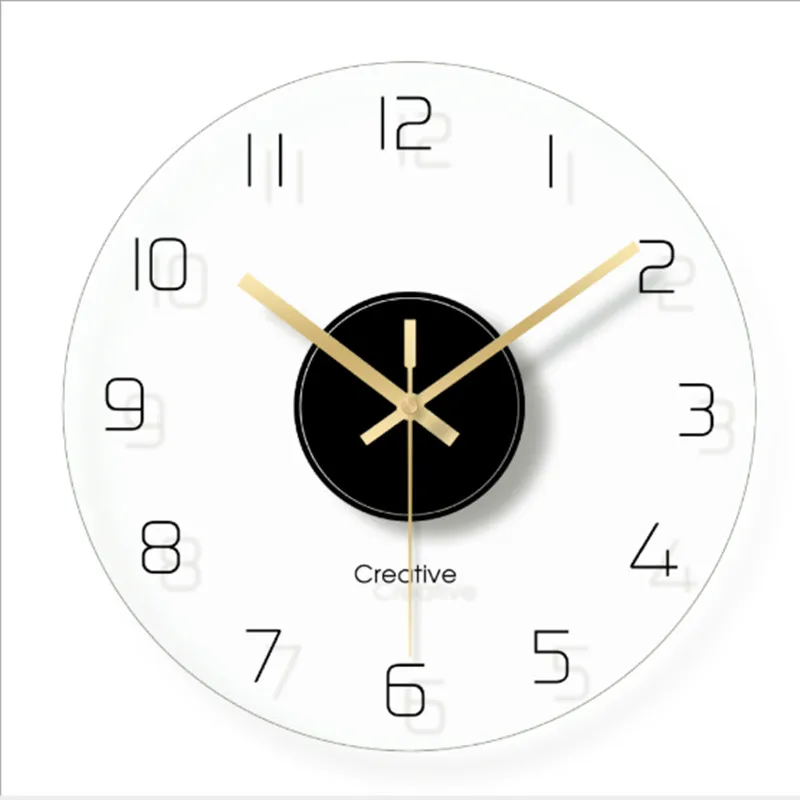 

Wall clock Minimalist quartz watch Solid color Glass Wall Clocks Home Decoration Living Room Silent 12 inch