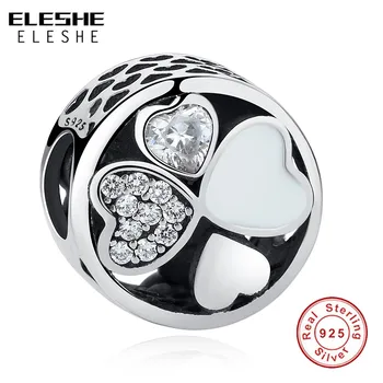 

ELESHE Authentic 925 Sterling Silver Heart-Shaped Petals of Love Clover Beads fit ELESHE Charm Bracelets for Women Jewelry