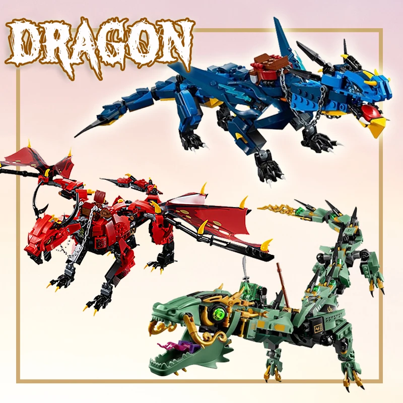

Ninja Movie Series the Stormbringer Set Dragon Compatible Legoing Ninjagoings Dragon 70652 70612 Model Building Block Bricks Toy