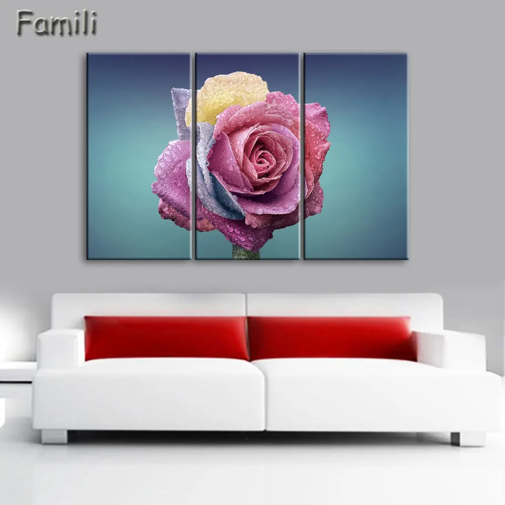 Buy Red Rose Canvas Painting 3 Piece Wall Art Picture