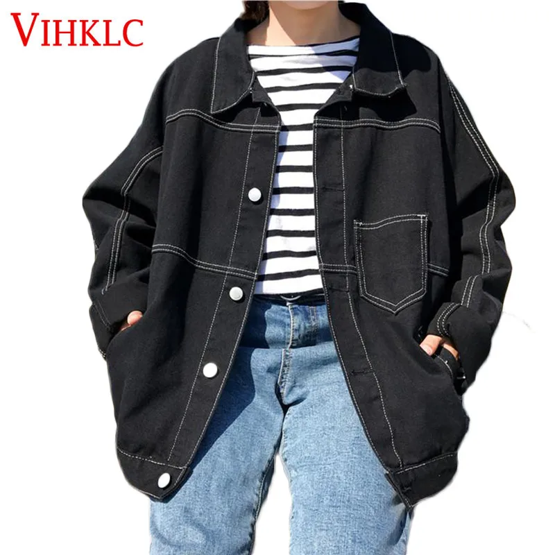 

Korean Version Loose Black Port Wind Denim Jacket Women Short Paragraph Spring Autumn New Students Harajuku Wild Coat Tide X148