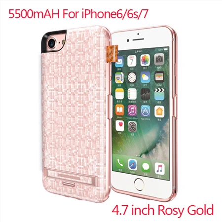 6 6s 7 4,7 дюймовый смартфон 5500 мА-ч, внешняя, перезаряжаемая батарея, чехол для зарядного устройства для iPhone 6 6s 7 power Bank Bateria Charging - Цвет: rose gold