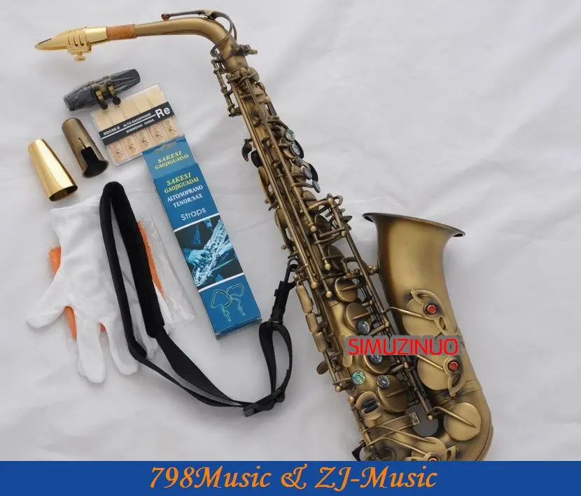Профессиональный античный бронзовый Eb альт саксофон Abalone shell key High F # sax Новый|alto