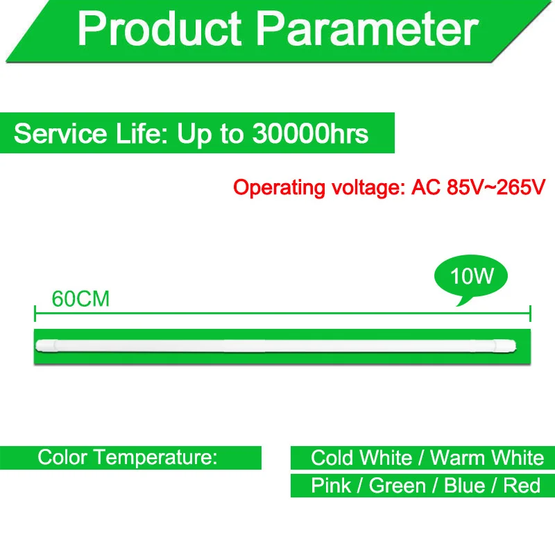 = K) = RGB 360 градусов яркий светодиодный трубки T8 светильник AC220v 110v 60 см 600 мм 10 Вт светодиодный T8 встроенный драйвер флуоресцентные лампы белого цвета