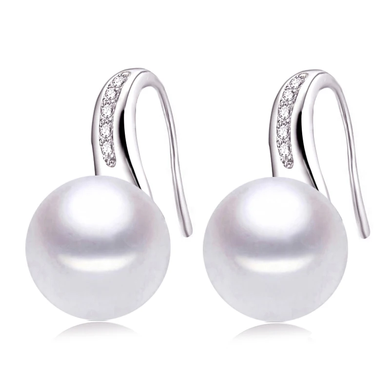 100% Genuine Natural Pearl earrings,fresh water pearl earrings for women white pearl earrings silver 925 jewelry birthday gift 