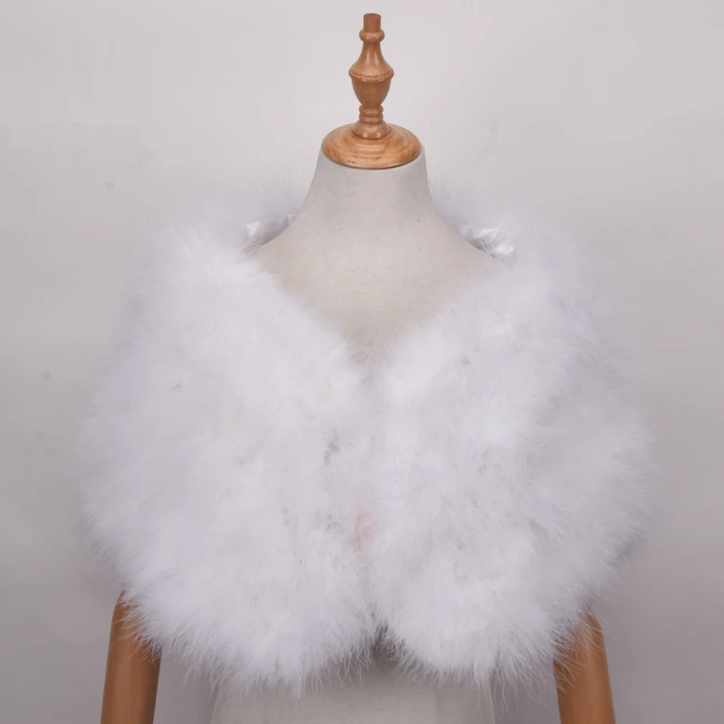 

Real Ostrich Fur Shawls Elegant White Ostrich Feather Coats Wedding Fur Boleros Bridal Shawls Jackets for evening dresses