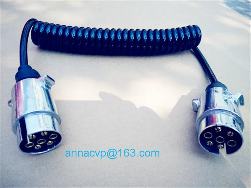 Кудрявый кабель спиральный 3 м 2x7 pin 12V alu. Вилки трейлера для трейлеров частей