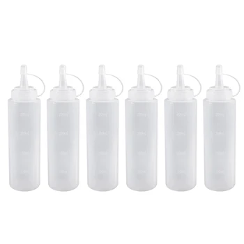 

6Pcs Plastic Transparent Squeeze Bottles Mustard Ketchup Dispenser Tube Cooking Tools For Kitchen Accessories
