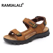 Бренд ramialali мужские сандалии из натуральной кожи летние новые мужские сандалии мужские пляжные сандалии модные кожаные Тапочки