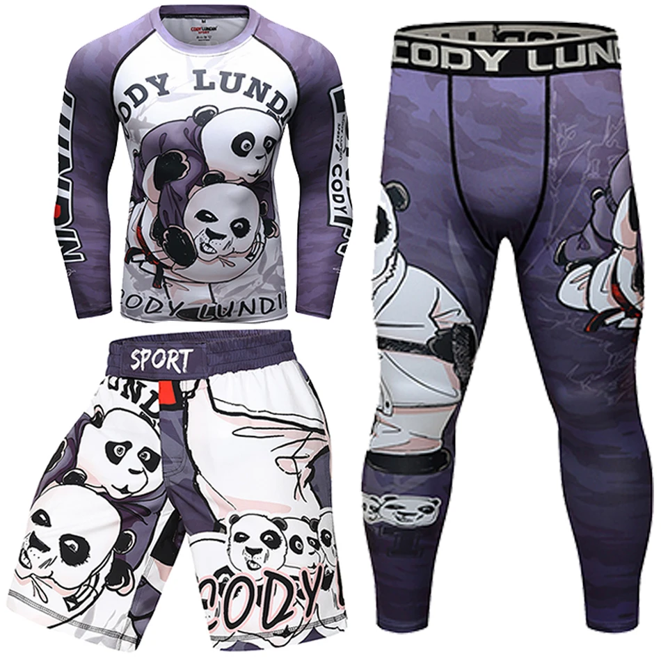 Шорты для ММА мужские футболки Rashguard Мужские дышащие Муай Тай + брюки наборы